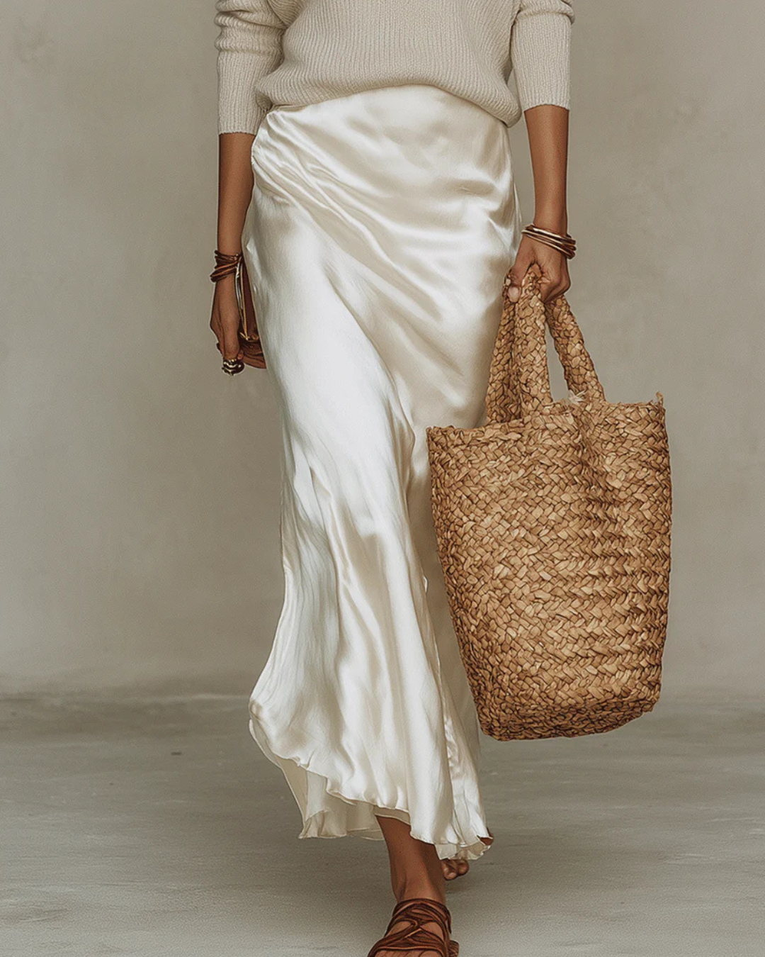 Sliko - Vestido midi satinado con jersey incluido