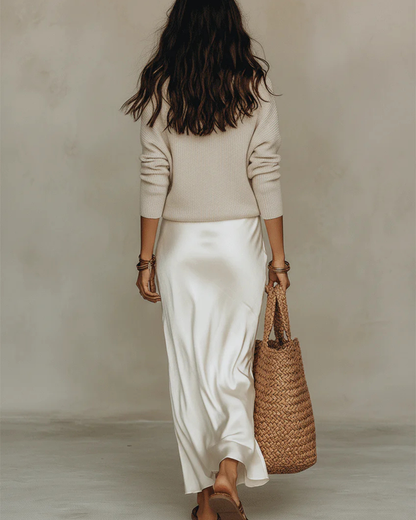 Sliko - Vestido midi satinado con jersey incluido